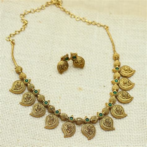 RAJWADI MATT FINISH MANGO NECKLACE SET – Aditya Art Jewellery