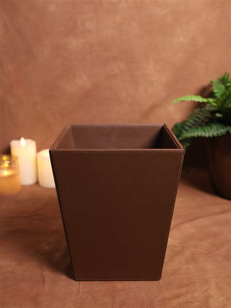 Brown Leather Dustbin – stylivingindia