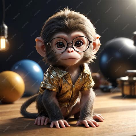 Premium AI Image | Little cute monkey with glasses as a