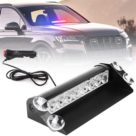 Monarchie Car Police Light 8 Led Red & Blue Strobe Flashing Warning ...