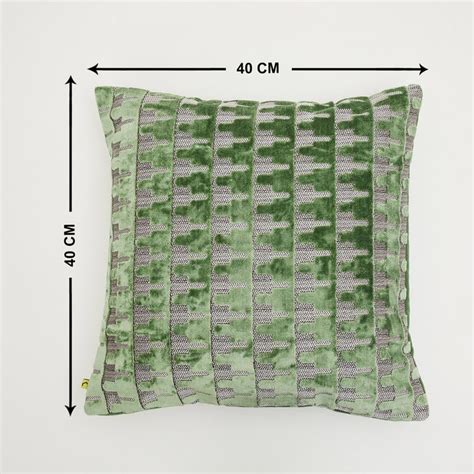 Buy Lush Key - Green Jacquard Velvet Cushion Cover - 40x40cm from Home ...
