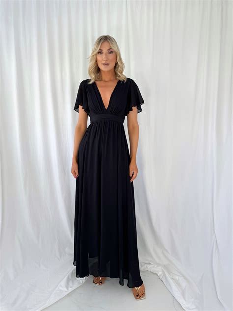 Tacha Short Sleeves Maxi Dress - Black – mykindofdress
