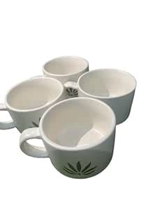 Buy Tea Cups Ceramic Tea Set Handpaintedwhiye Leaf Design| 4 Cups ...