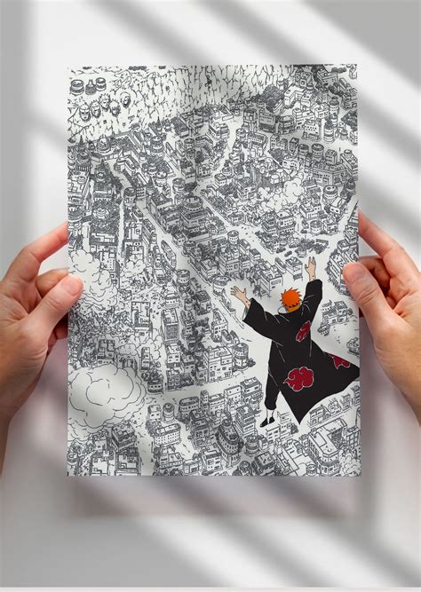 Akatsuki Pain attacks Leaf Village - Naruto Shippuden Anime Metal Post ...