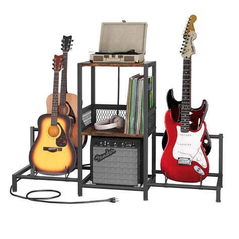 YITAHOME Guitar Stand for 4 Guitars with 3-Tier Storage Shelf, Guitar ...
