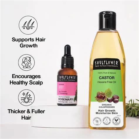 Buy Castor & Rosemary Essential Oil For Hair Regrowth – Soulflower.in
