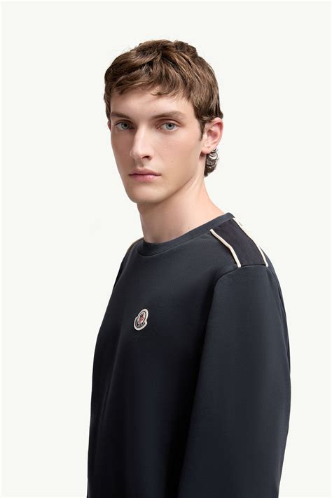 Navy Blue Logo Patch Cotton Sweatshirt - Sweatshirts for Men | Moncler US