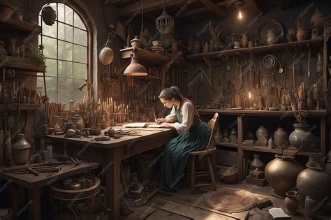 Premium AI Image | Fantasia Forge Inside the Dreamweavers Workshop of ...