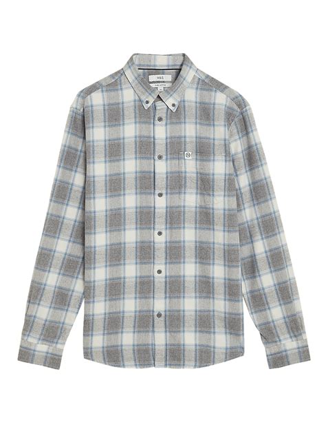 Buy Flannel Brushed Cotton Check Shirt at Marks & Spencer