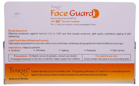 Tvaksh Face Guard SPF 30+ PA+++ Silicone Sunscreen Gel, 50 gm Price ...