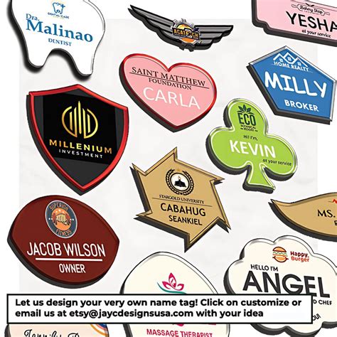 Custom Shape Name Tag With Magnet | Badges for Offices and Restaurants | Unique Colored Name ...