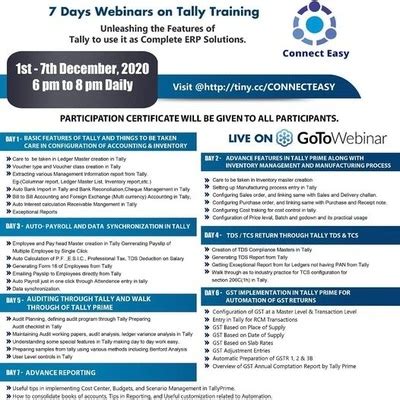 7 Days Webinars on Tally Training