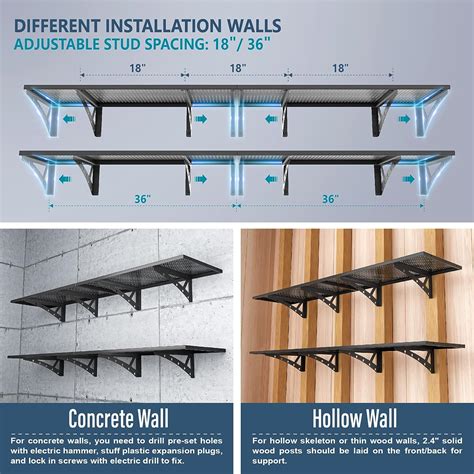 Buy Sanhang 4Pack 1.3x3ft Garage Storage Wall Shelves, Wall Shelf ...