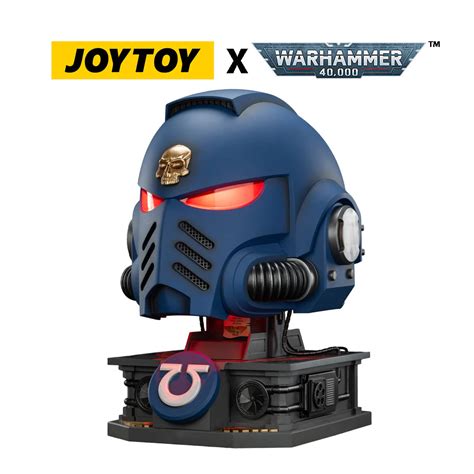 Warhammer 40,000 Ultramarines Captain Mk X Helmet and Display Stand