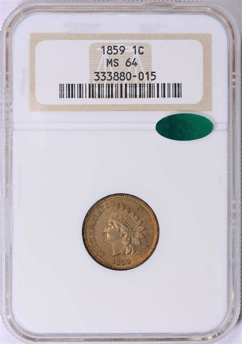 1859 Indian Cent NGC MS-64 (CAC Green) (Item 1790457 ...