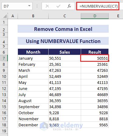 How to Remove Comma From Number in Excel 的图像结果