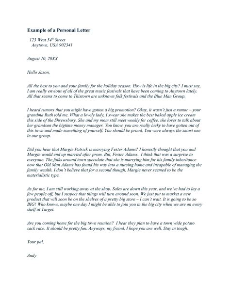 Image result for Personal Letter Example