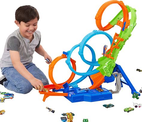 Hot Wheels Track Set with 4 Loops, 3-Way Crash Zone India | Ubuy