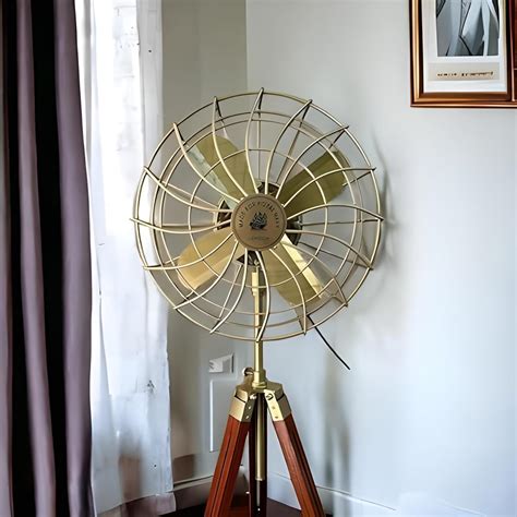 Buy Antique Collection Vintage Industrial Style Floor Fan with Wooden ...