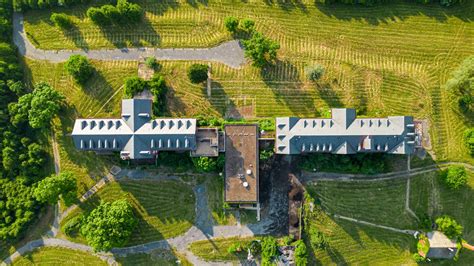 Wallpaper building, roof, aerial view, lawn hd, picture, image