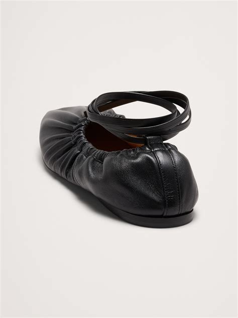 Ruched Leather Ballet Flat | Banana Republic