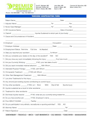 Workers Compensation Form - Premier Pain Centers - Fill and Sign ...