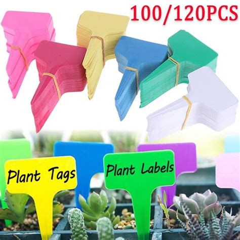 50/100/120Pcs Plastic Plant Labels T-Type Plants Garden Tags for Indoor Outdoor Multi-color ...