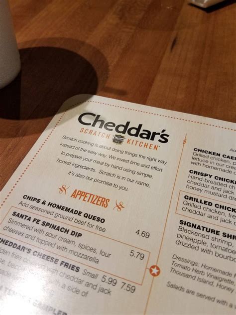 Menu at Cheddar's Scratch Kitchen restaurant, Lafayette