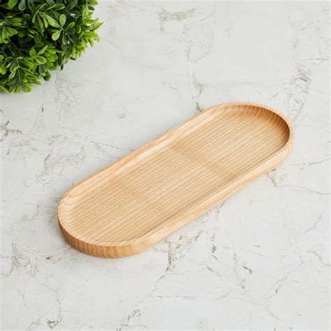 Buy Epoxy Nicole Brown Textured Oval Ash Wood Tray from Home Centre at ...