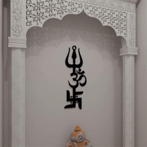 Swastik Trishul Om Wall Art by Metafurn | Wooden Spiritual Decor