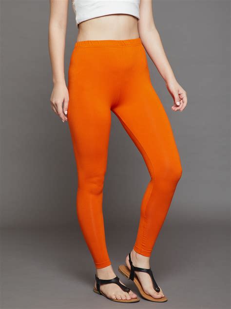 flexible and soft— Orange viscose leggings ankle – The Pajama Factory