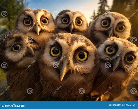 A group of owls stock illustration. Illustration of brown - 290034059