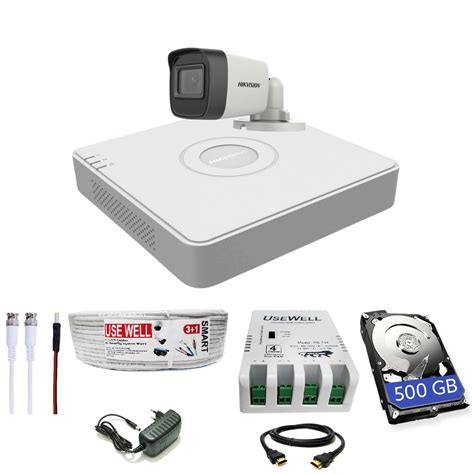 HIKVISION 4 Channel Dvr with 5 Mp 1 Bullet Cameras with Audio Recording ...