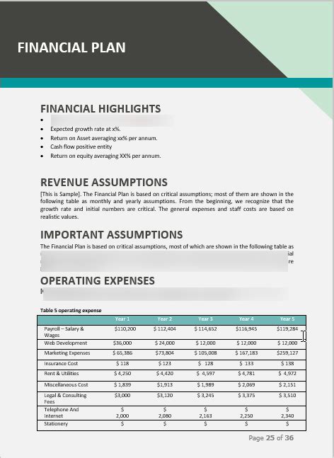 Business Financial Plan 的图像结果