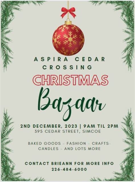 Christmas Bazaar, Aspira Cedar Crossing, 395 Cedar St, Simcoe, ON ...