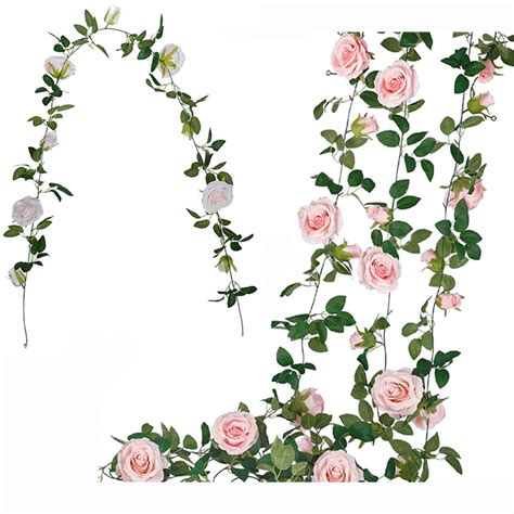 Buy BowieMall Artificial Rose Garland Artificial Silk Rose Flower Vines ...