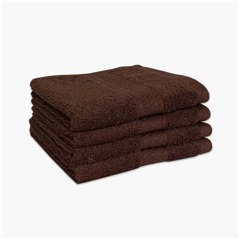 Buy SPACES Colorfas - Brown Solid Cotton Face Towel - Set of 4Pcs from ...