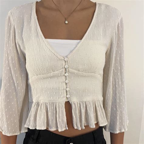 super cute white, flowy shirt from american eagle!... - Depop