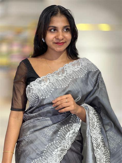 Cut Work With Embroidery Border Semi Silk Saree | RP557 – Aham Designer ...