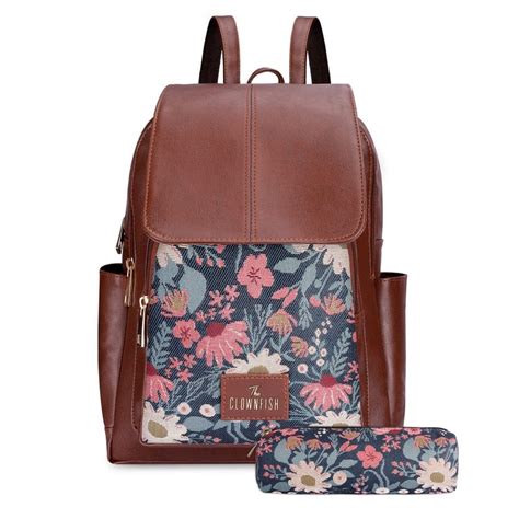 THE CLOWNFISH Combo Of Minerva Faux Leather & Tapestry Women's Backpac ...