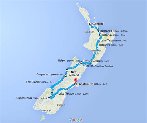 New Zealand Travel Map 的图像结果