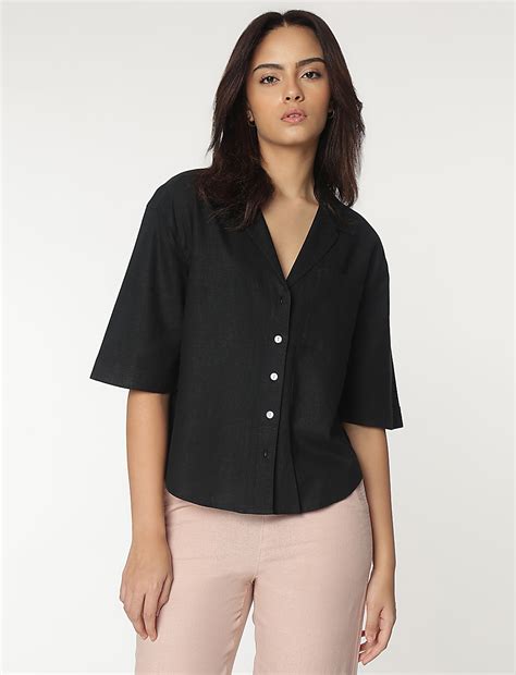 Buy Linen Rich Lapel Collar Shirt at Marks & Spencer