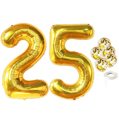 Buy Giant Gold 25 Balloon Numbers - 40 Inch | 25th Birthday Balloons ...