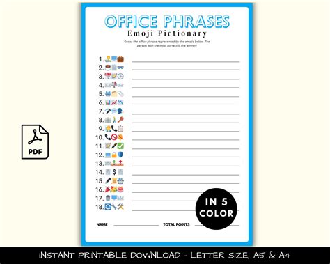 Office Emoji Pictionary Game | Work Party Game | Office Team Building Activity | Printable Emoji ...