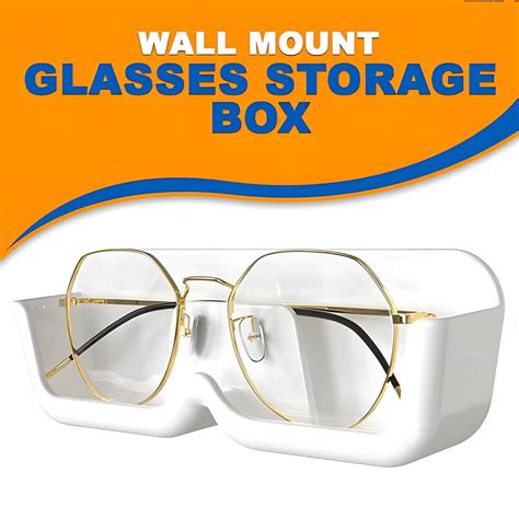Wall mounted sunglass organizer and eyewear storage box with adhesive ...