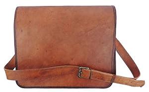 Unisex Real Leather Brown Shoulder Laptop Messenger Satchel Bag ...
