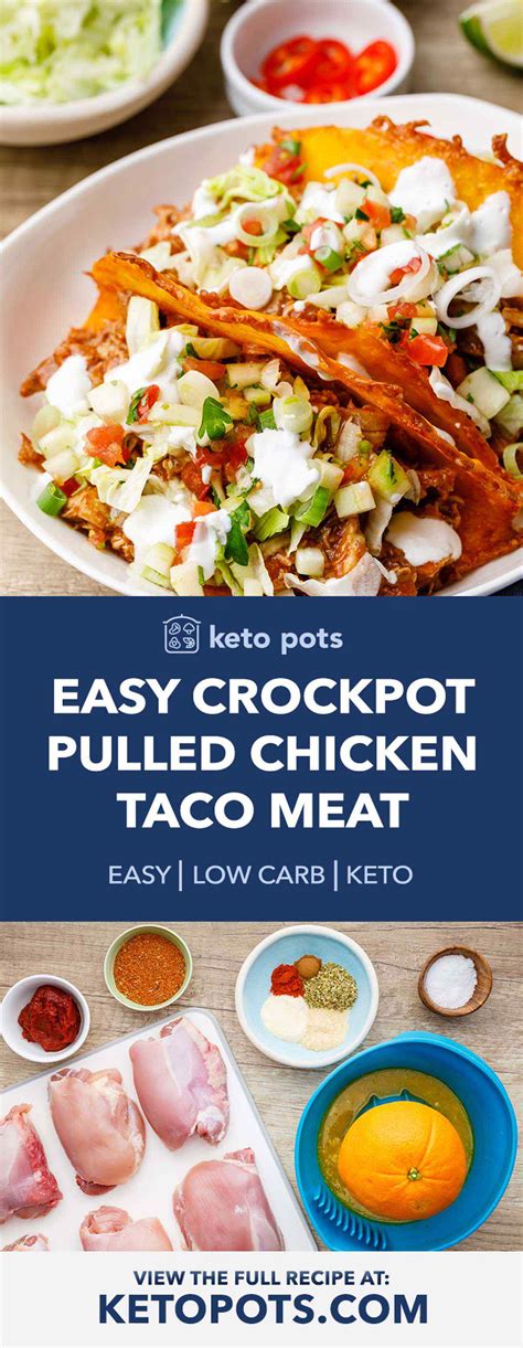 Easy Keto Crockpot Pulled Chicken Taco Meat - Keto Pots