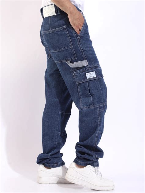 Celshade Blue Baggy Fit Denim Cargo