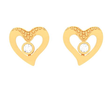 Love shaped Gold Earrings \ 14k gold earring online – P.C. Chandra ...