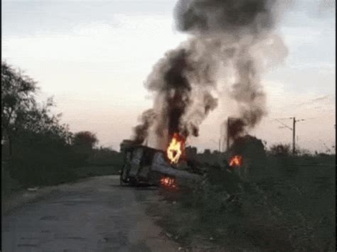 Passenger bus involved in Satna accident set on fire: RTO had cancelled ...